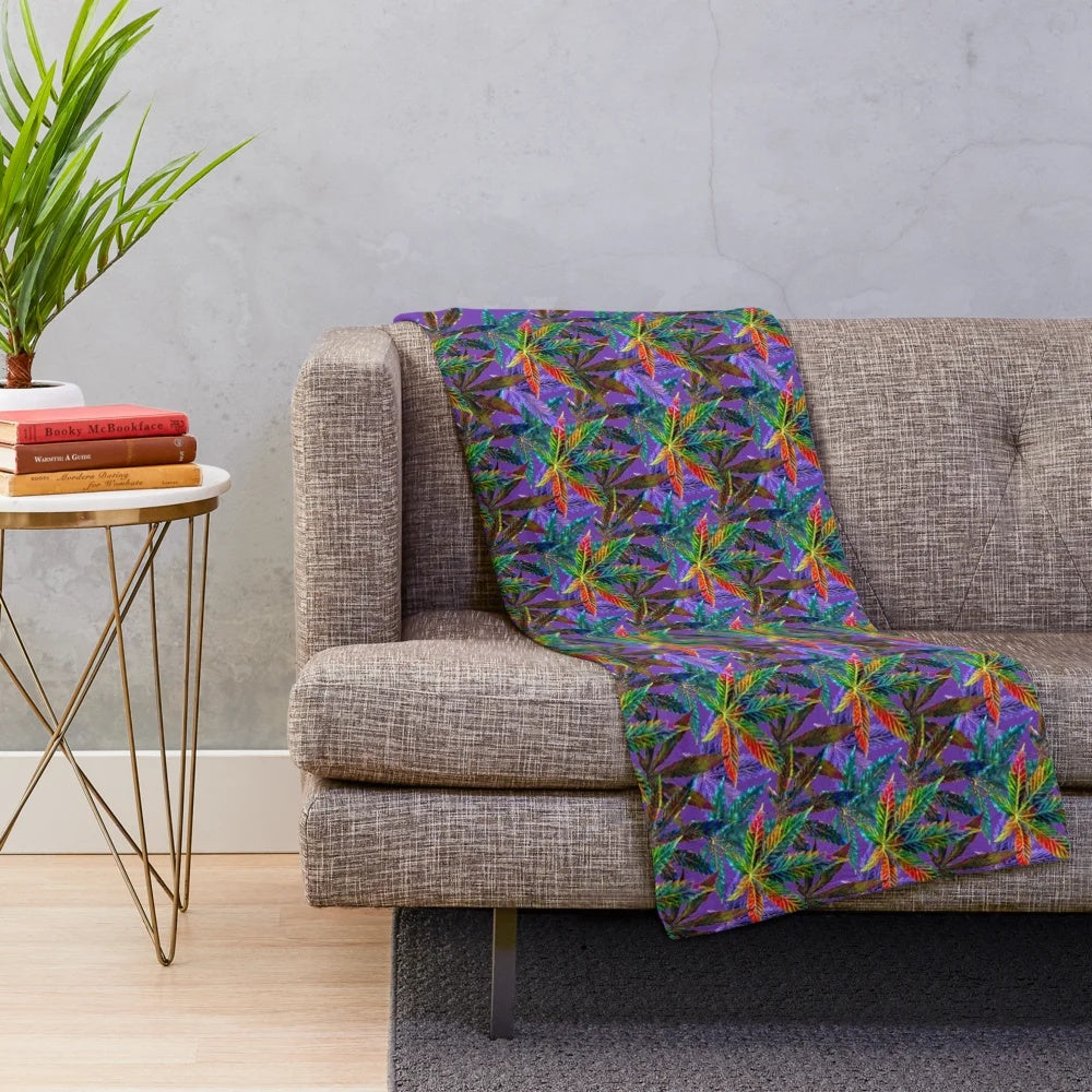 Psychedelic garden floral plush blanket