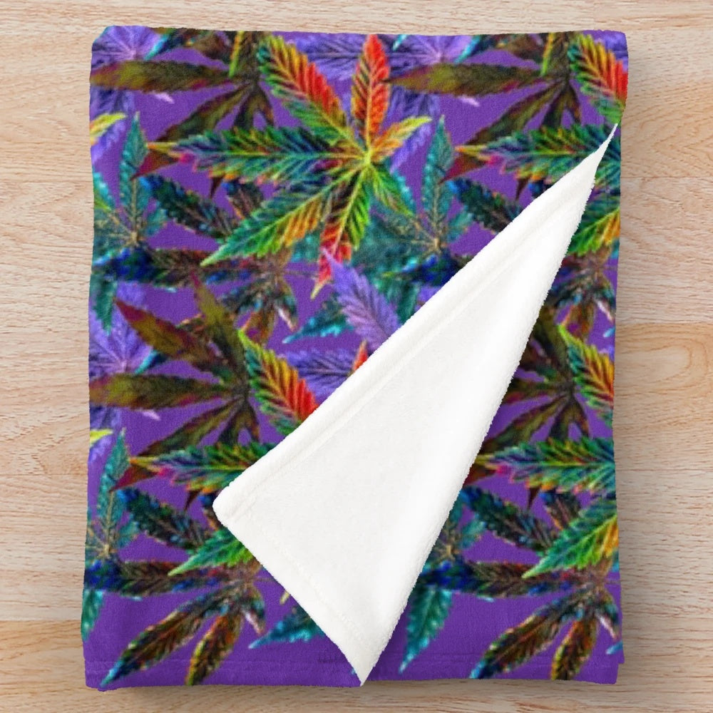 Psychedelic garden floral plush blanket
