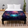 Psychedelic neon skull plush blanket
