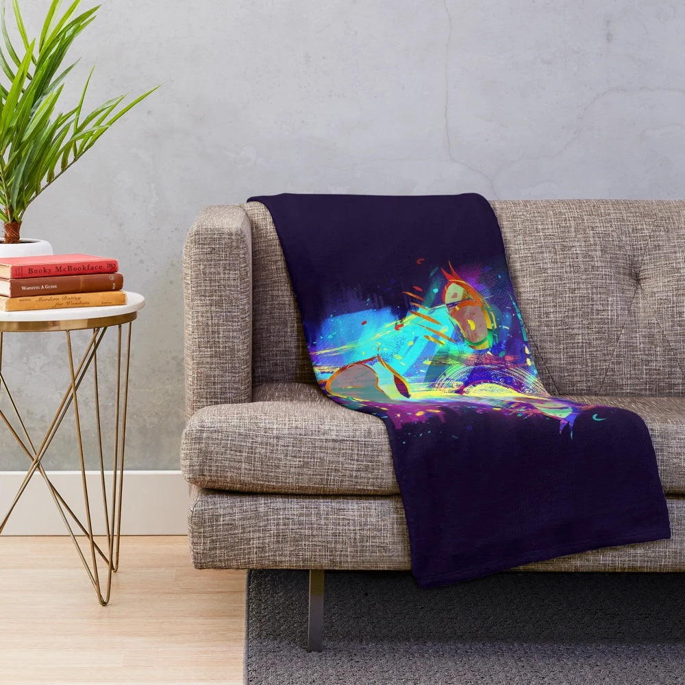 Vibrant psychedelic plush blanket with a colorful, eye-catching design