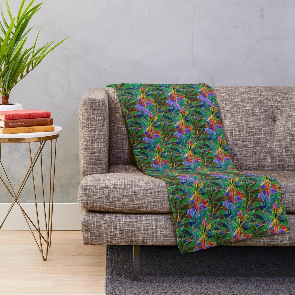 Psychedelic plush blanket with colorful, trippy, and vibrant design