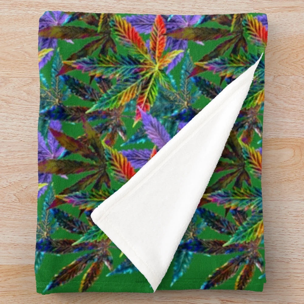 Psychedelic plush blanket with colorful, trippy, and vibrant design