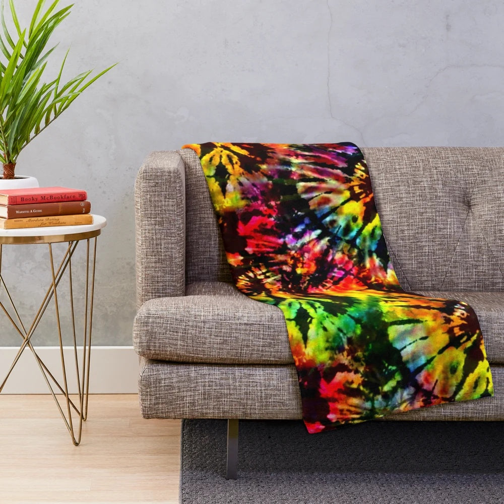 Colorful psychedelic plush blanket