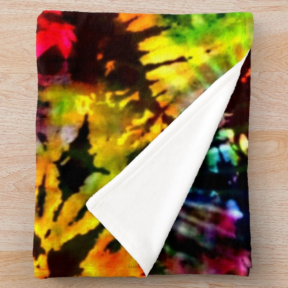 Colorful psychedelic plush blanket