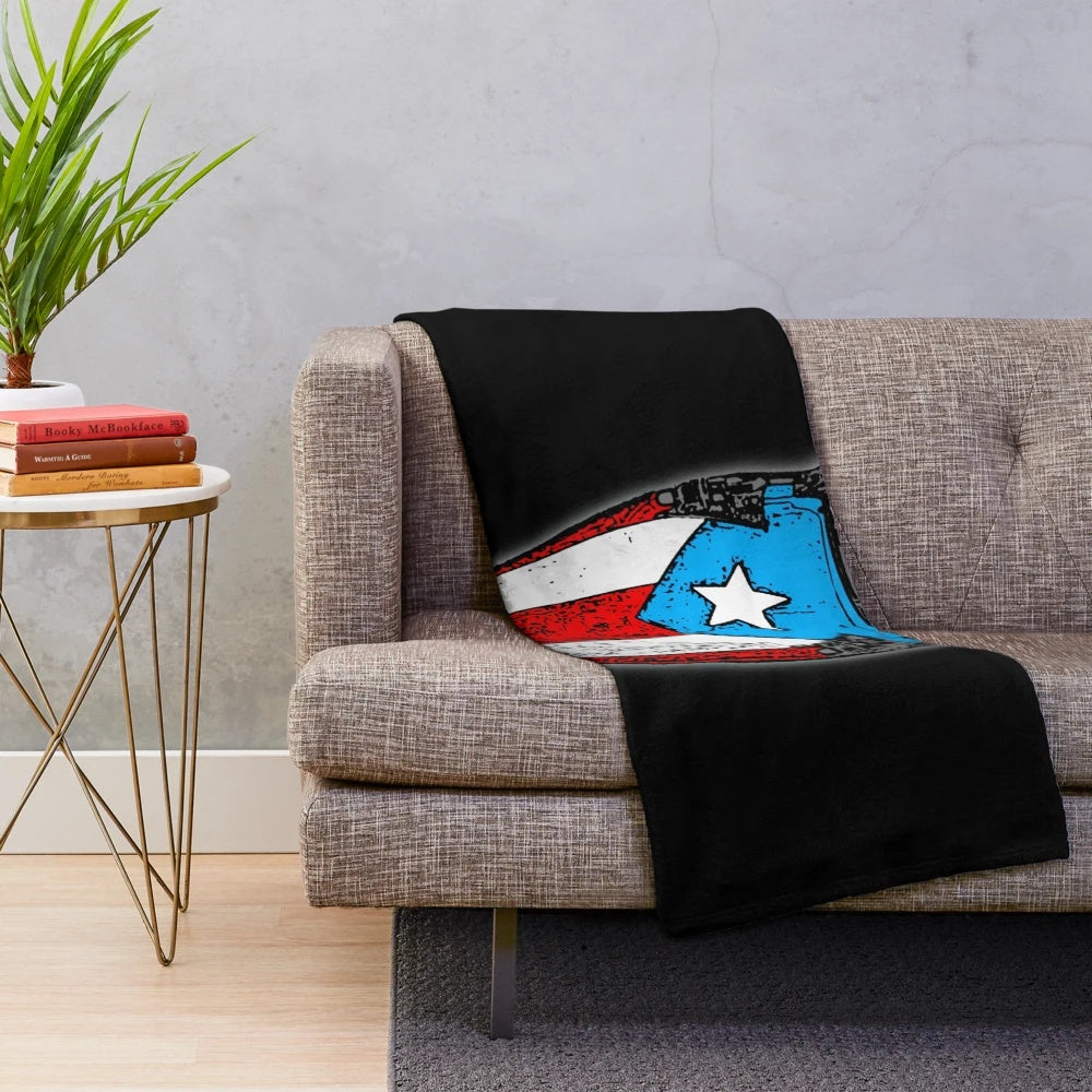 Puerto Rican flag conga drum plush blanket