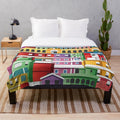 Colorful plush blanket featuring the stunning architecture and landscape of La Perla, San Juan, Puerto Rico