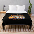Cozy plush blanket featuring a whimsical watercolor pumpkin illustration in fall colors