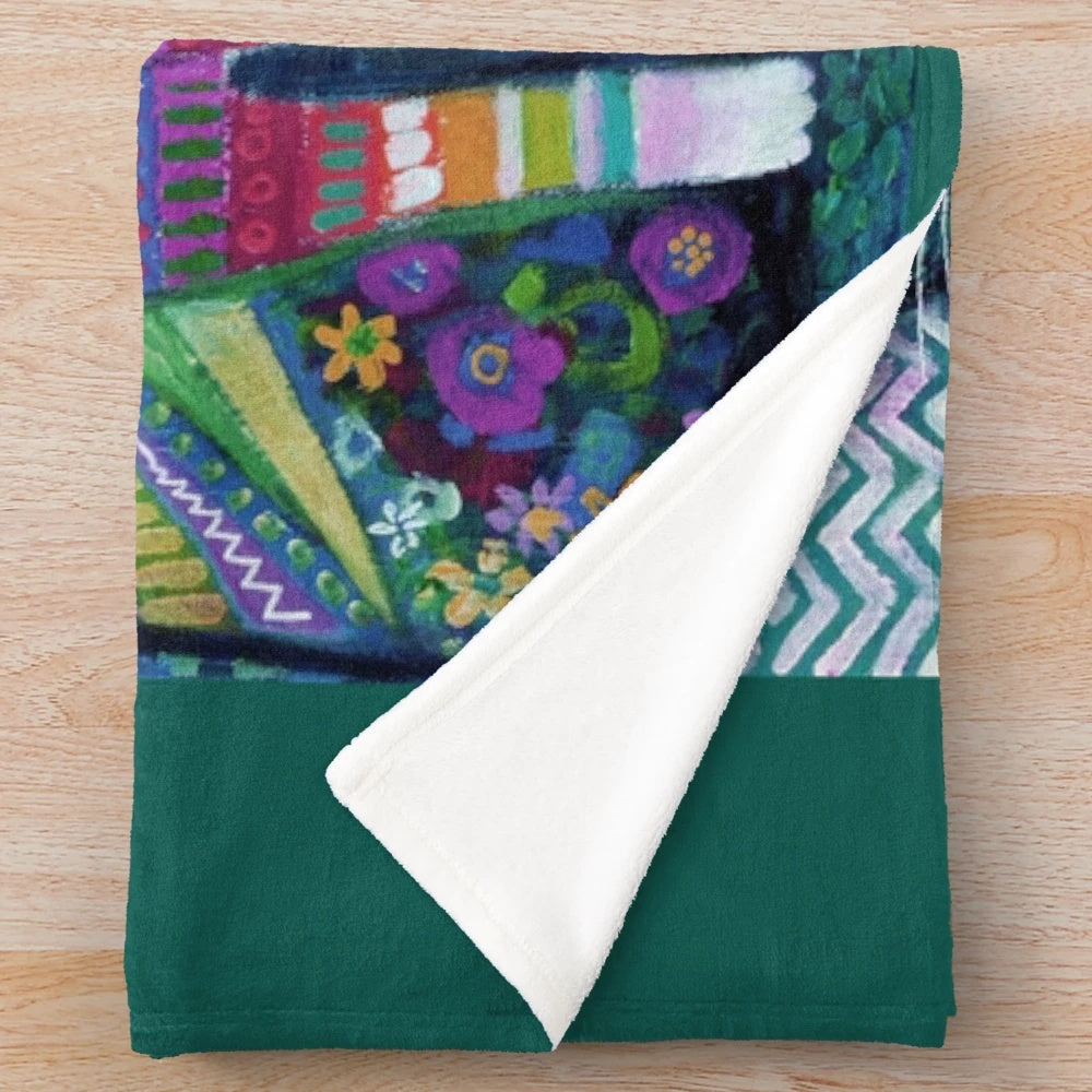 Colorful and whimsical quirky cats plush blanket