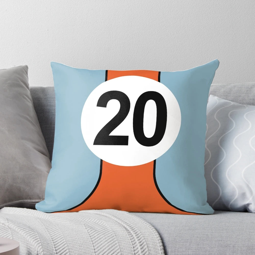 Porsche-inspired racing colors pillow with classic car design