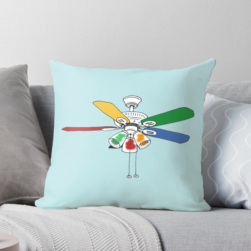 Colorful rainbow-patterned ceiling fan pillow for sensory and autistic interests