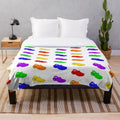 Colorful rainbow plush blanket with crocs-inspired pattern