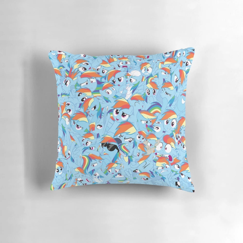 Colorful rainbow dash themed decorative throw pillow