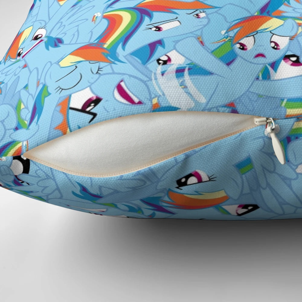 Colorful rainbow dash themed decorative throw pillow