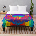 Colorful rainbow dragon plush blanket with vibrant patterns and modern design