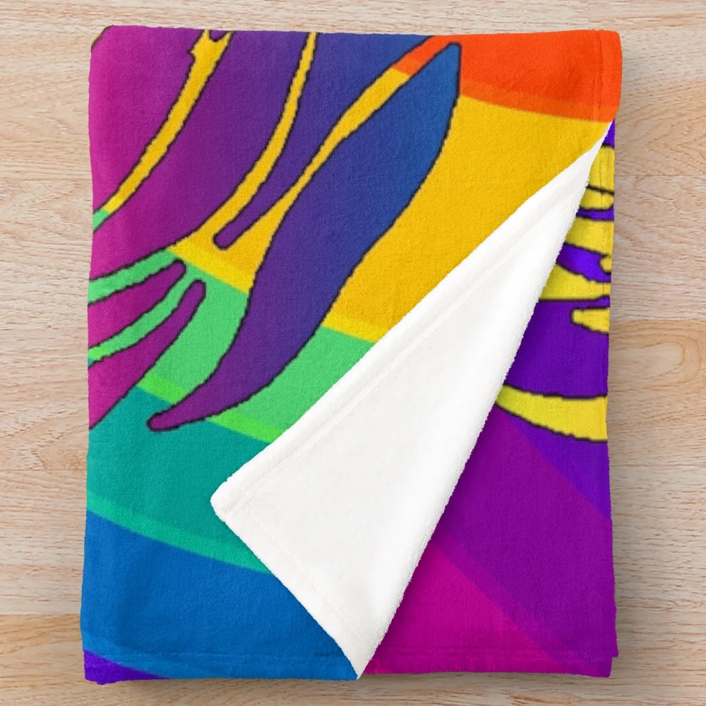 Colorful rainbow dragon plush blanket with vibrant patterns and modern design