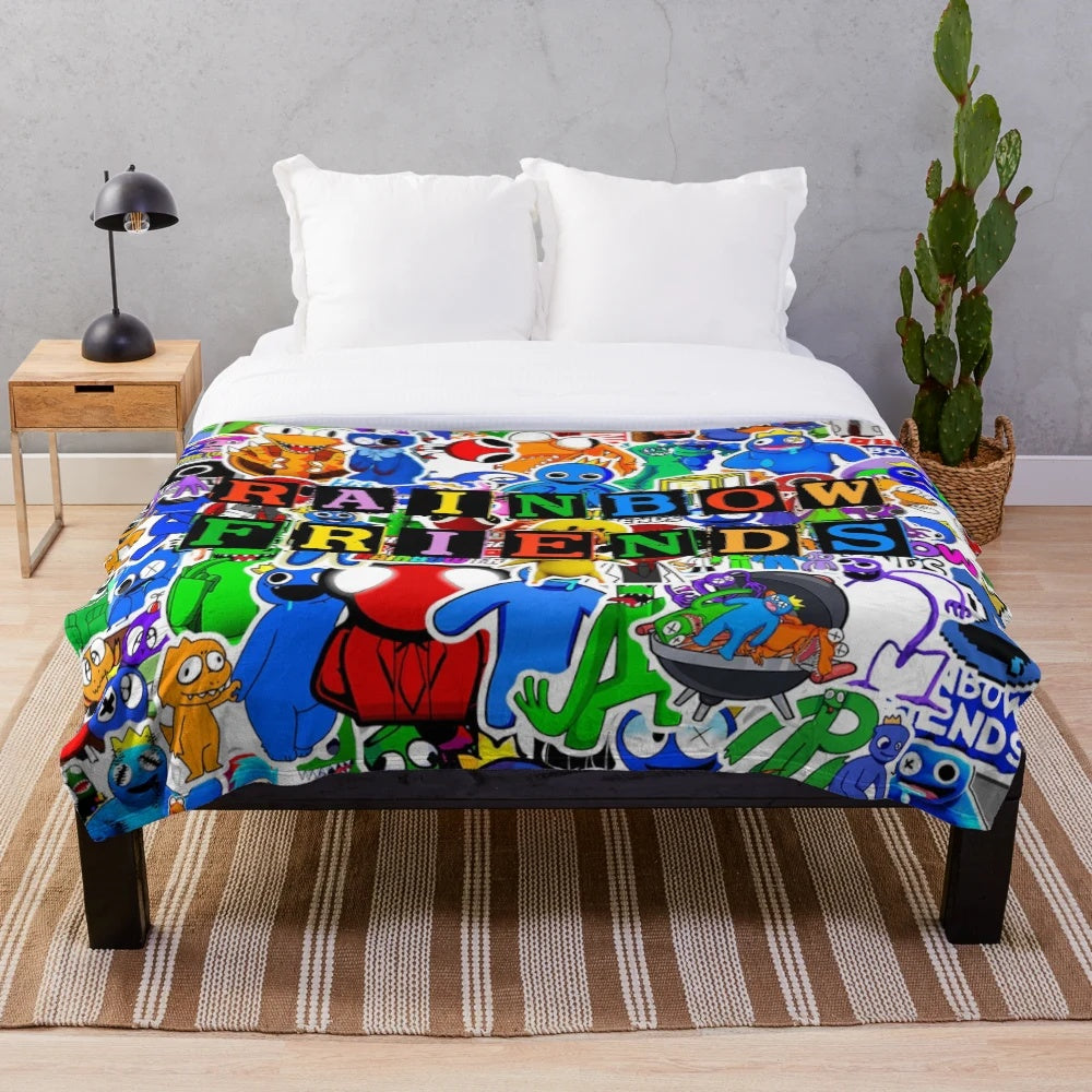 Colorful Rainbow Friends Plush Blanket