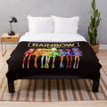 Rainbow High inspired plush blanket with colorful patterns
