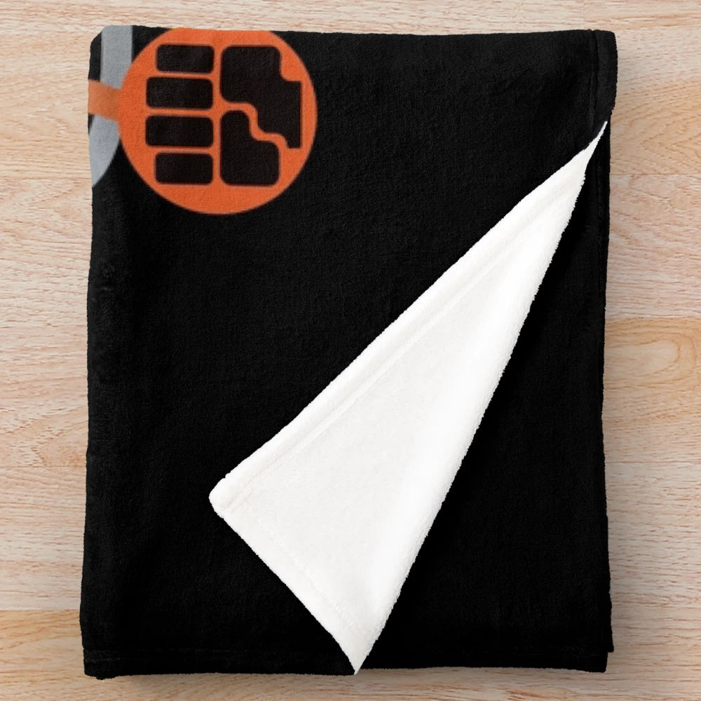 Colorful rainbow-themed plush blanket with abstract energy type symbols