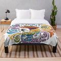 Colorful rainbow llama plush blanket