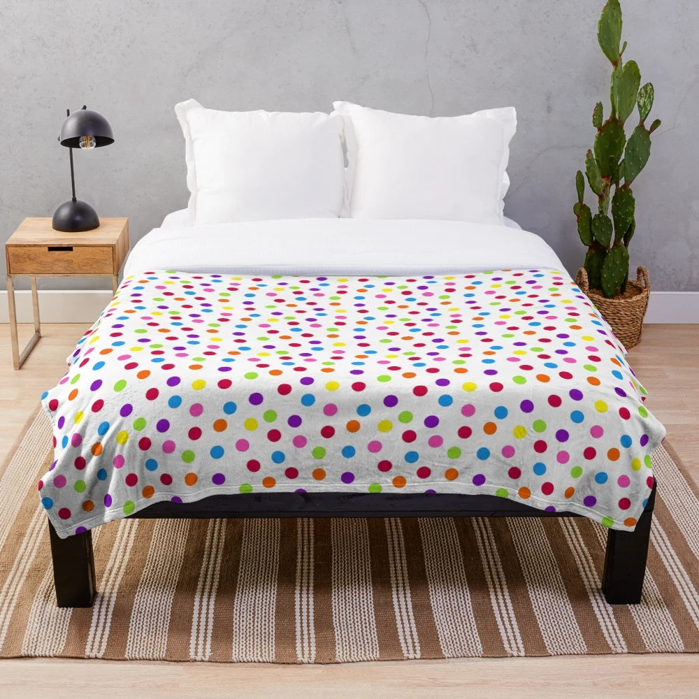Colorful rainbow confetti polka dot pattern plush blanket