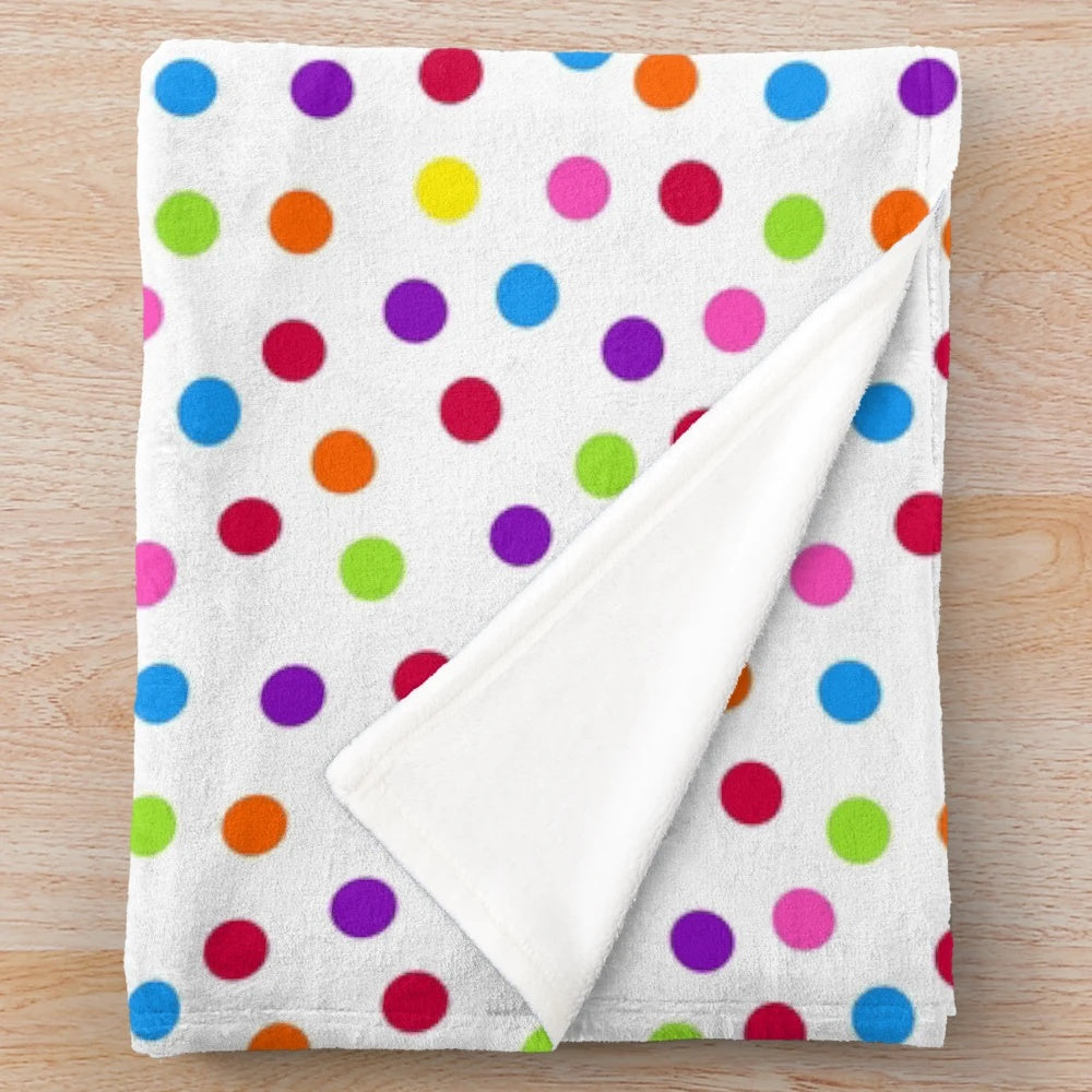 Colorful rainbow confetti polka dot pattern plush blanket