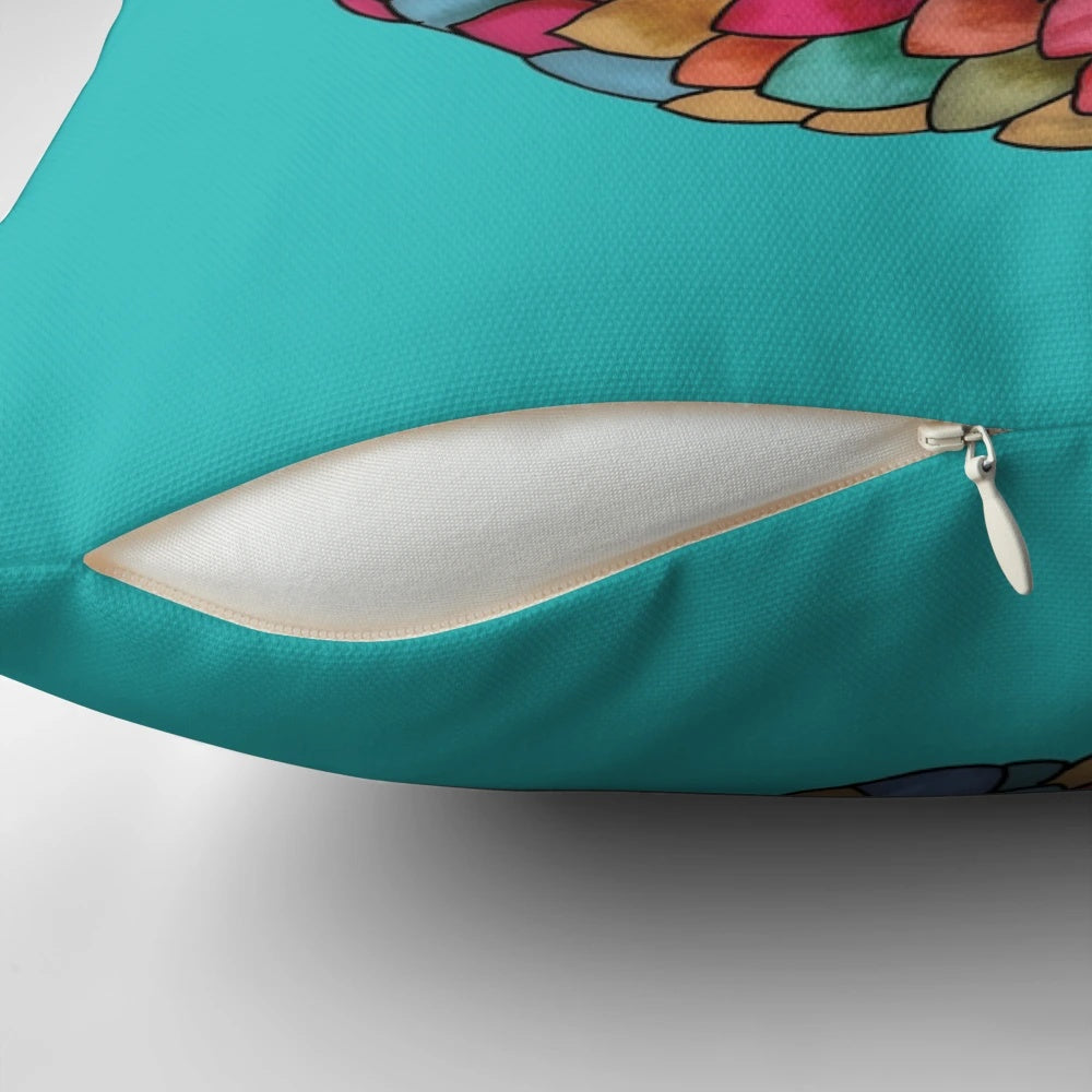 Colorful and vibrant rainbow pangolin decorative throw pillow for nursery or home decor.