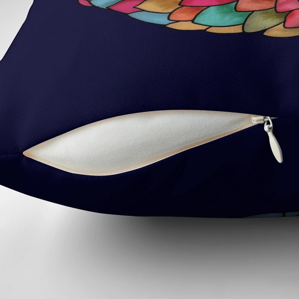 Colorful throw pillow featuring a whimsical rainbow pangolin design, perfect for adding a touch of endangered animal awareness to your home.