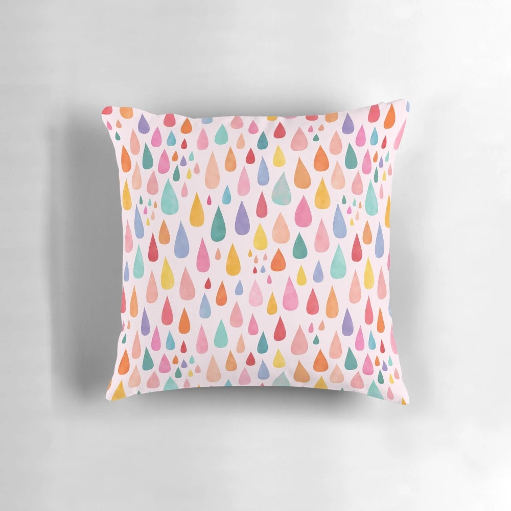 Colorful abstract rainbow raindrop pattern decorative throw pillow