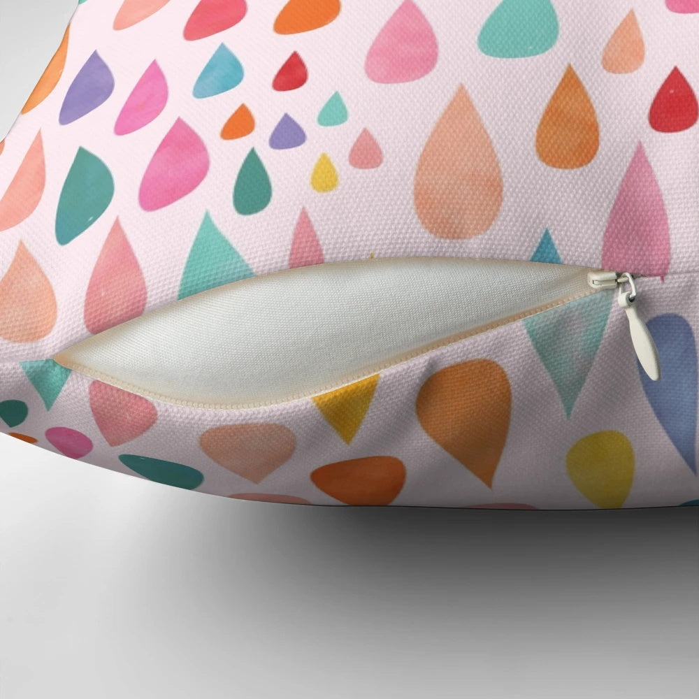 Colorful abstract rainbow raindrop pattern decorative throw pillow
