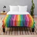 Colorful rainbow striped plush blanket