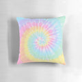 Vibrant rainbow tie dye decorative pillow with a soft, plush texture