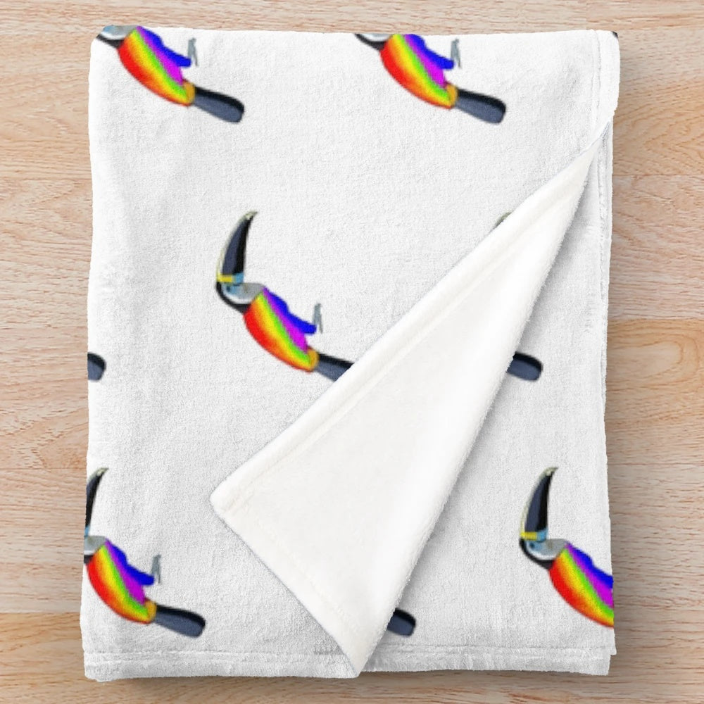 Colorful rainbow toucan plush blanket