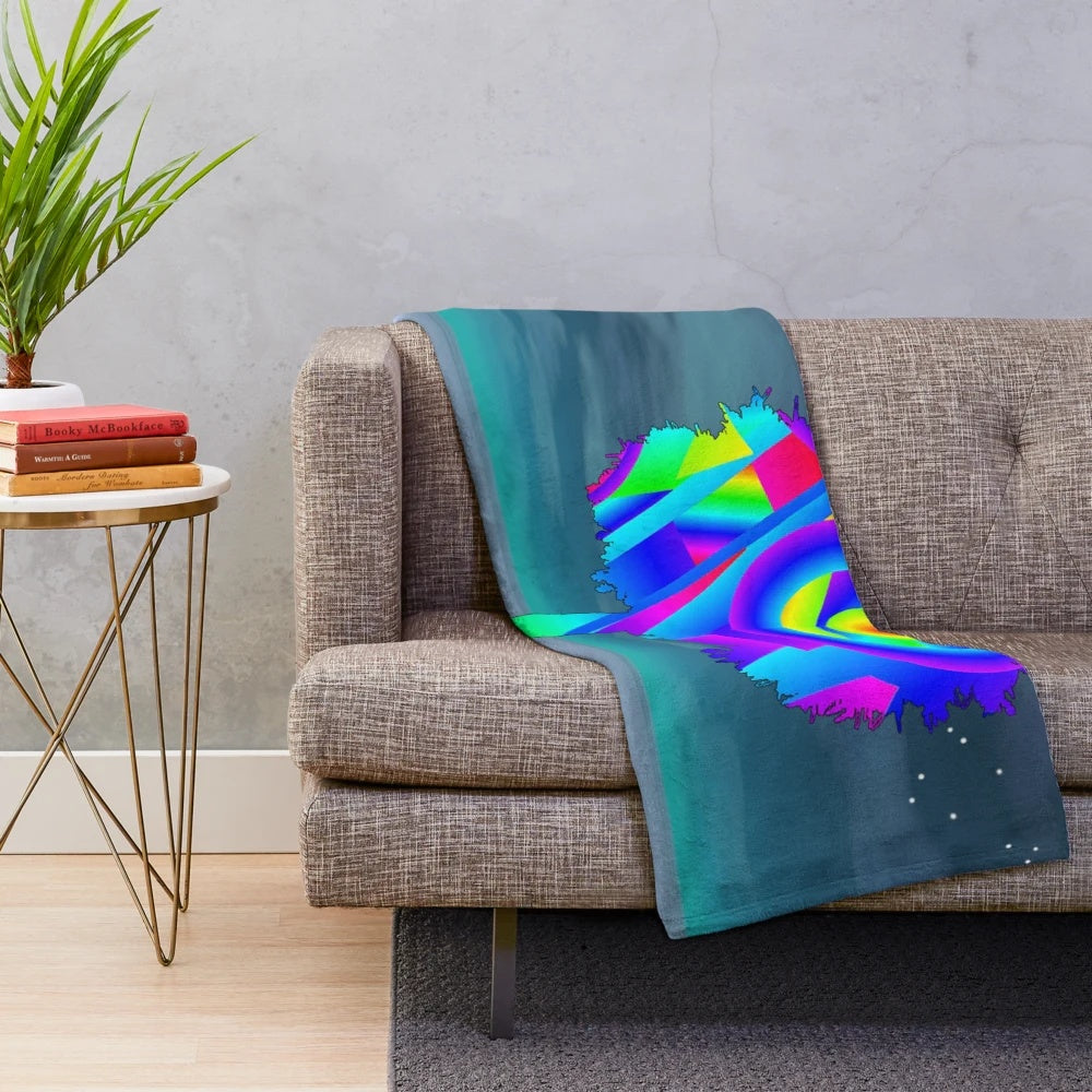 Colorful rainbow tree pattern on a soft, plush blanket