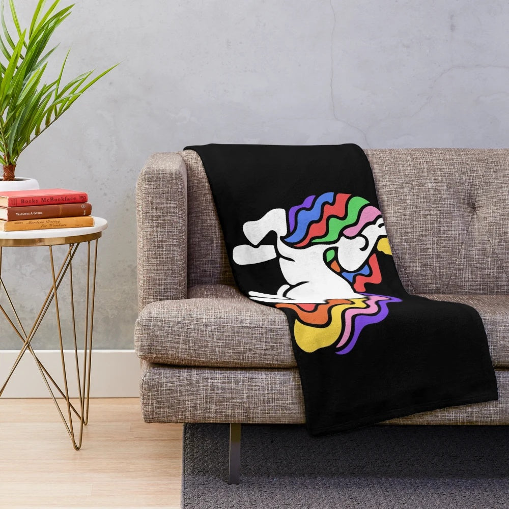 Colorful rainbow unicorn plush blanket