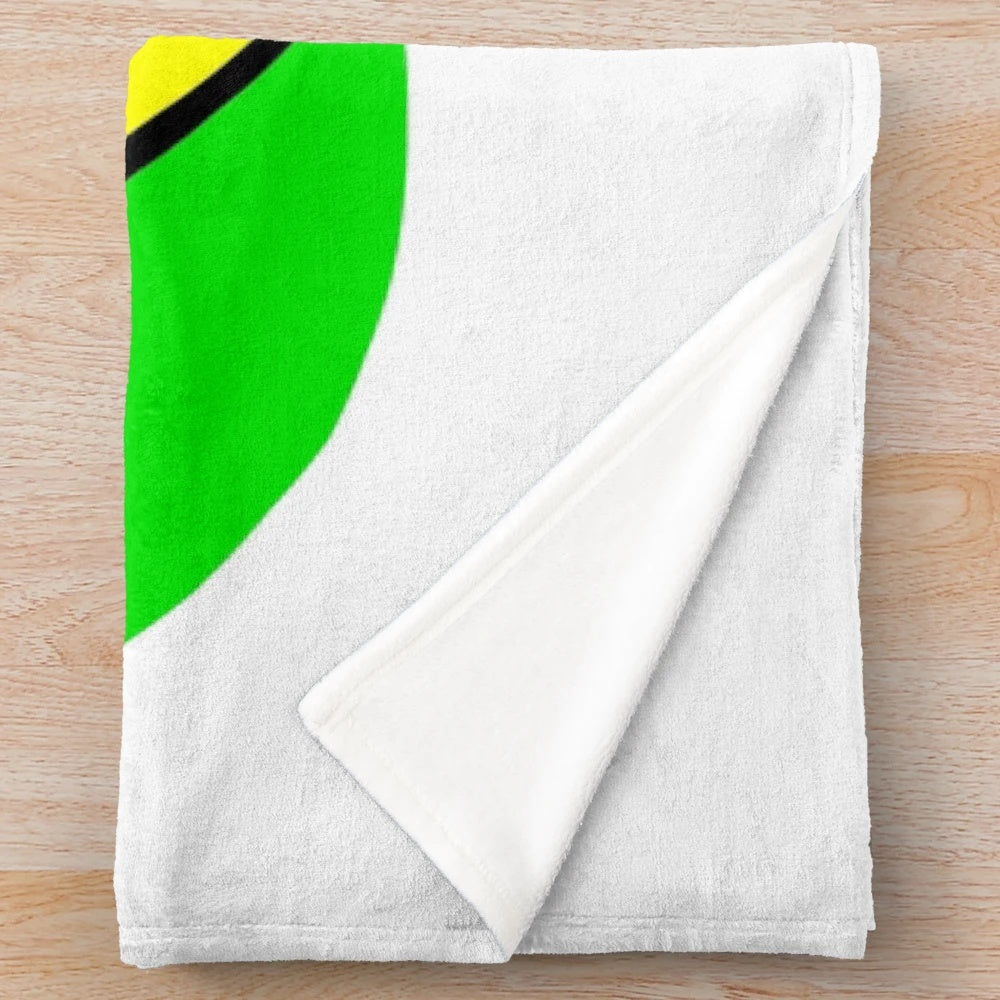 Rasta emblem in green, yellow, and red colors on a soft, plush blanket