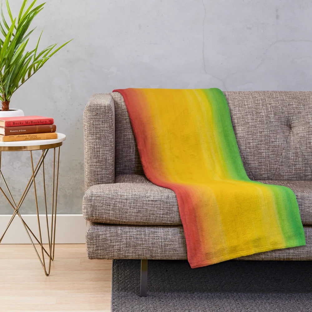 Rastafarian colors plush blanket with Ethiopian flag and reggae colors