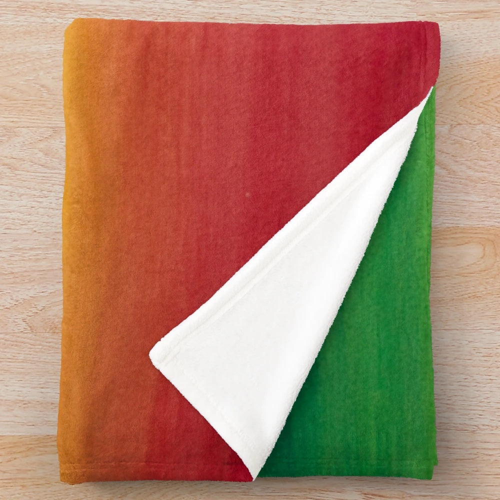 Rastafarian colors plush blanket with Ethiopian flag and reggae colors