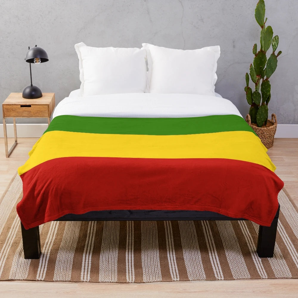 Cozy rastafarian blanket with Jamaican flag design