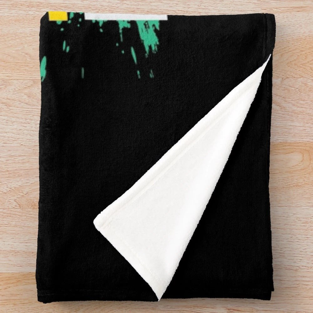Colorful plush blanket featuring rave and music festival inspired design