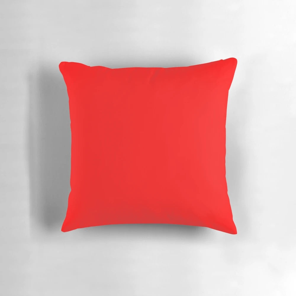 A fire engine red decorative throw pillow with a solid color design, perfect for adding a pop of color to your home.