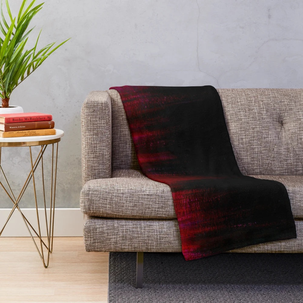Vibrant red and black abstract plush blanket