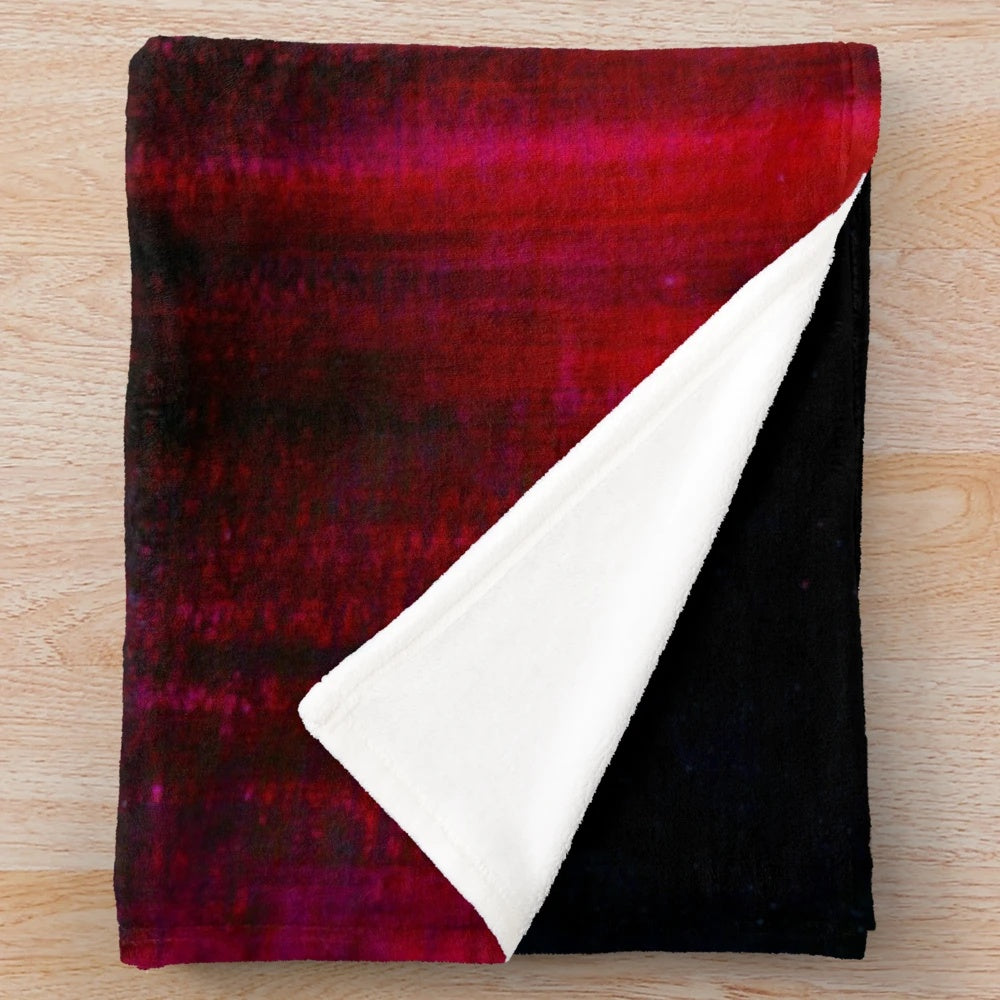 Vibrant red and black abstract plush blanket