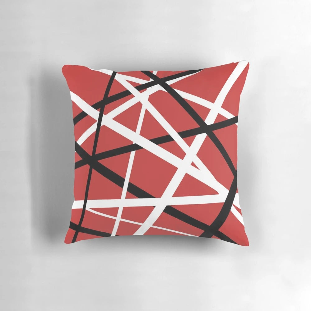Red Arrival Pillow with Van Halen Inspired Design