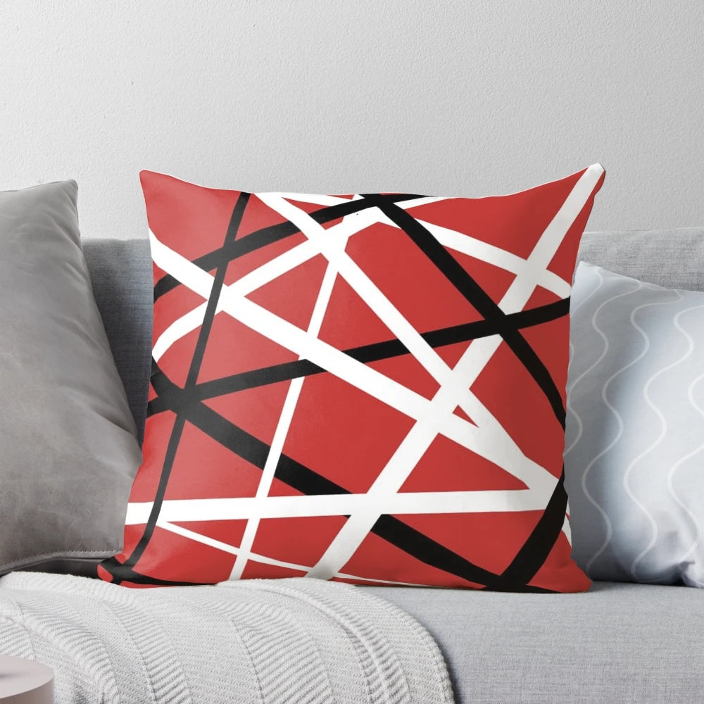 Red Arrival Pillow with Van Halen Inspired Design