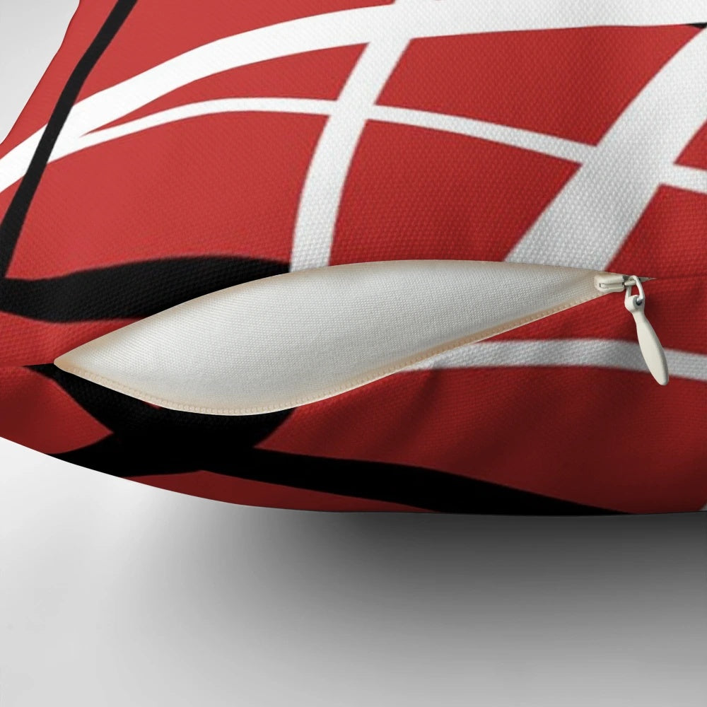 Red Arrival Pillow with Van Halen Inspired Design