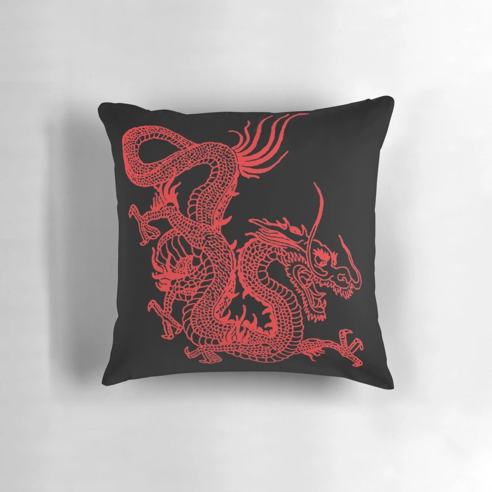 Colorful red Chinese dragon decorative pillow for home decor
