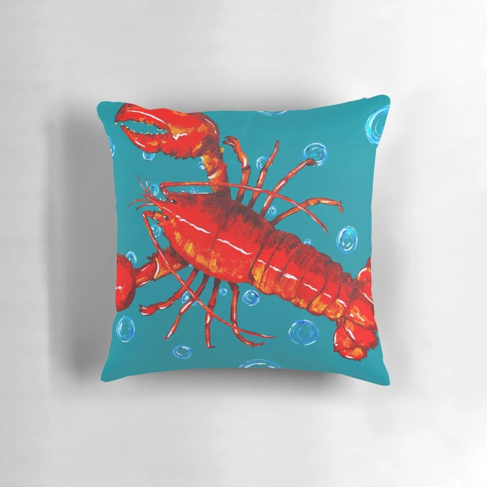 Soft and plush red lobster pillow with detailed sealife design