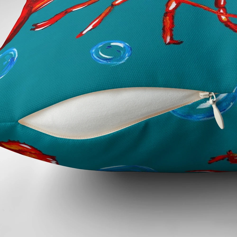 Soft and plush red lobster pillow with detailed sealife design