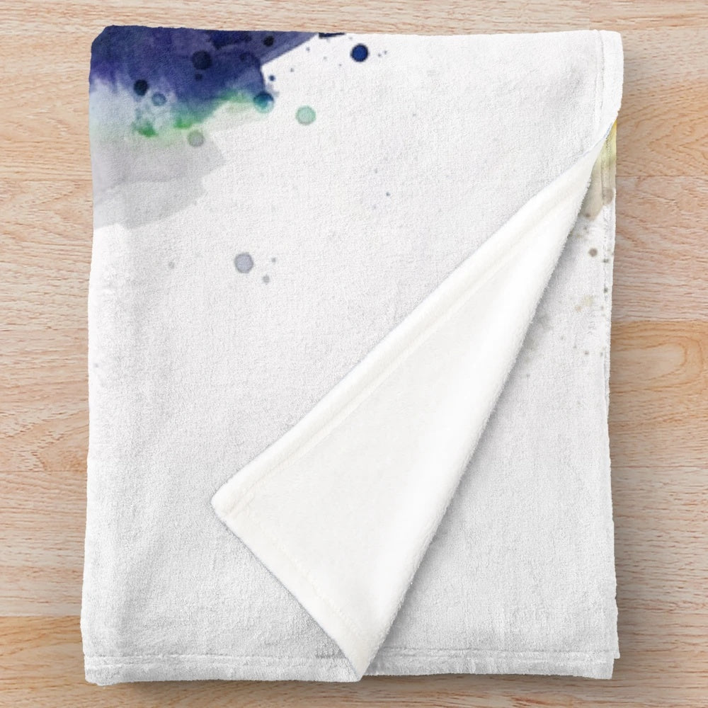 Red panda plush blanket with vibrant watercolor-style painting