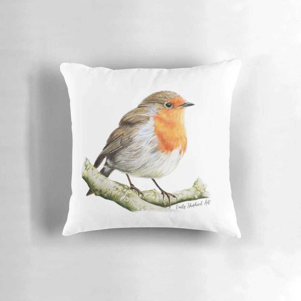 Soft, red robin bird plush pillow with life-like details